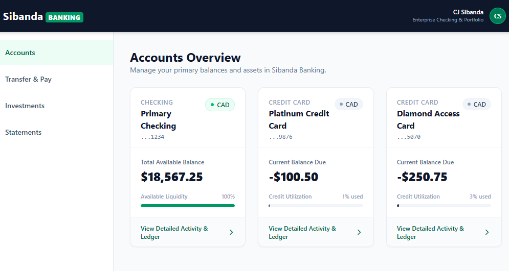 Banking Portal Homepage Screenshot