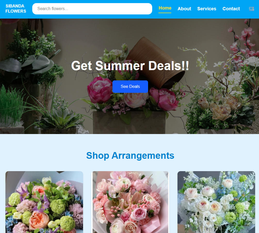 Sibanda Flowers Homepage Screenshot